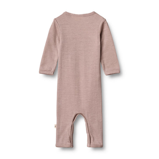 Langärmeliger Merinowolle Einteiler Gatherings - Dry rose