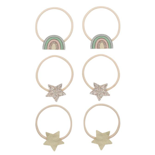 Haargummi 'Dreamer over the rainbow' - 6er Pack