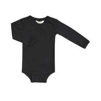 Langarmbody Wolle/Seide - schwarz