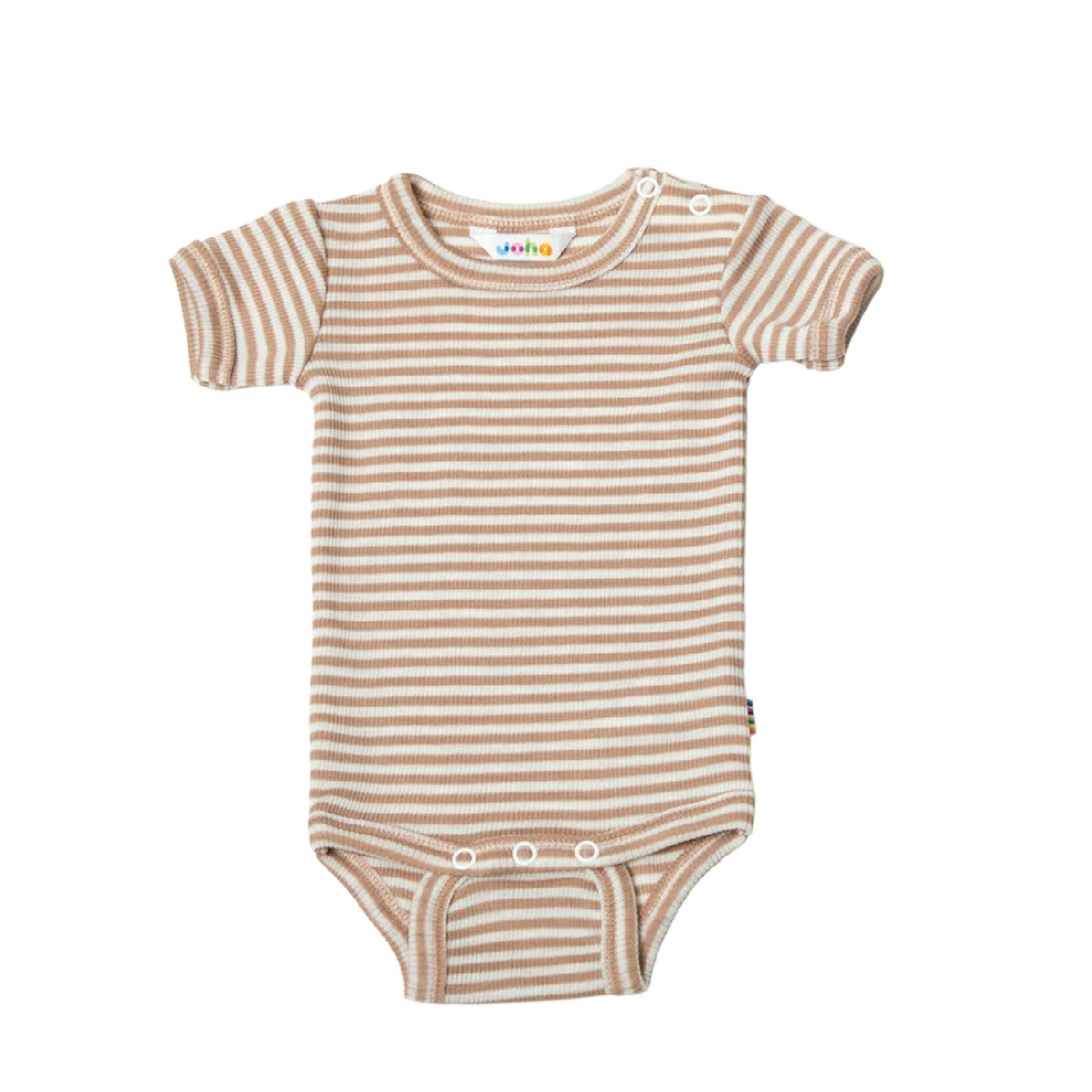 Kurzarmbody - Light Brown gestreift