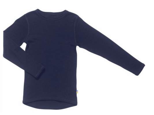 Langarmshirt aus Merinowolle - marine