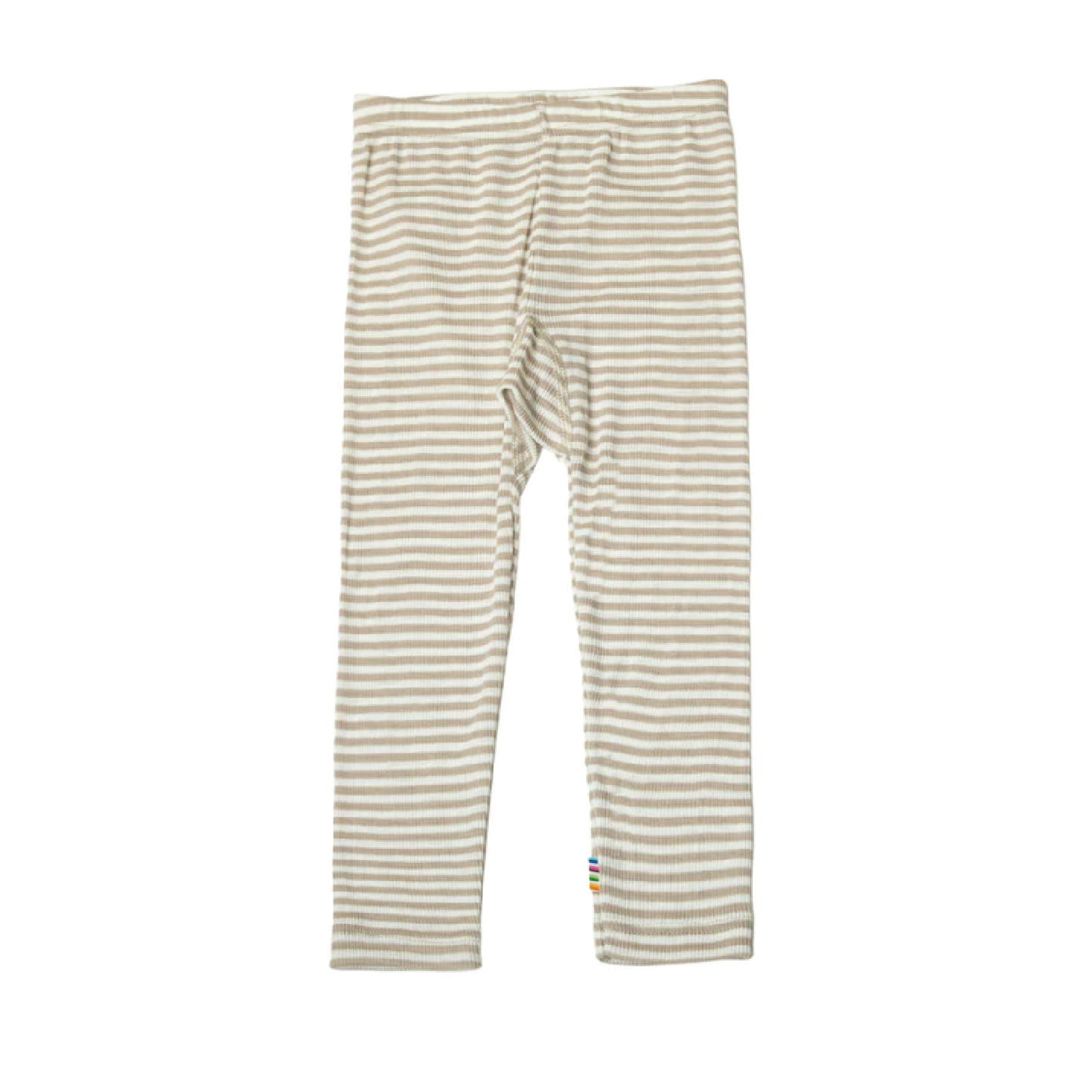 Leggings aus Wolle/Seide - Beige gestreift