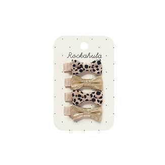 Haarspangen -Leopard Shimmer Mini Bow Clip Set