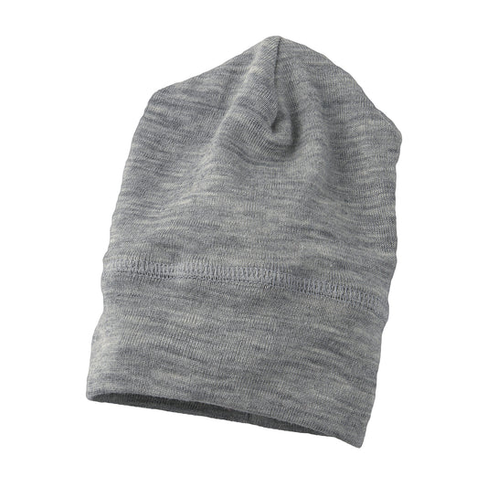 Beanie Merinowolle/Seide - Hellgrau melange Gr. 62/68