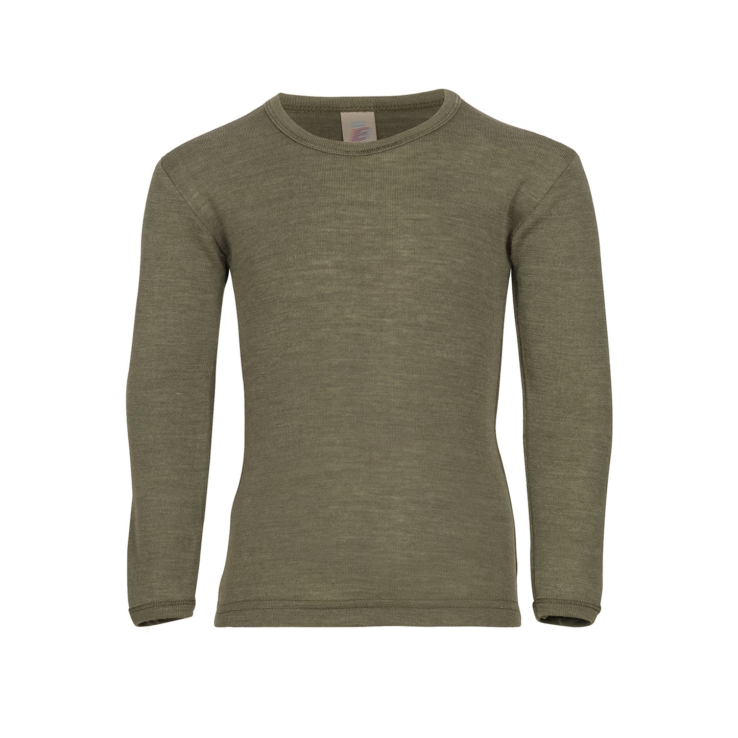 Langarmshirt Wolle/Seide - Olive