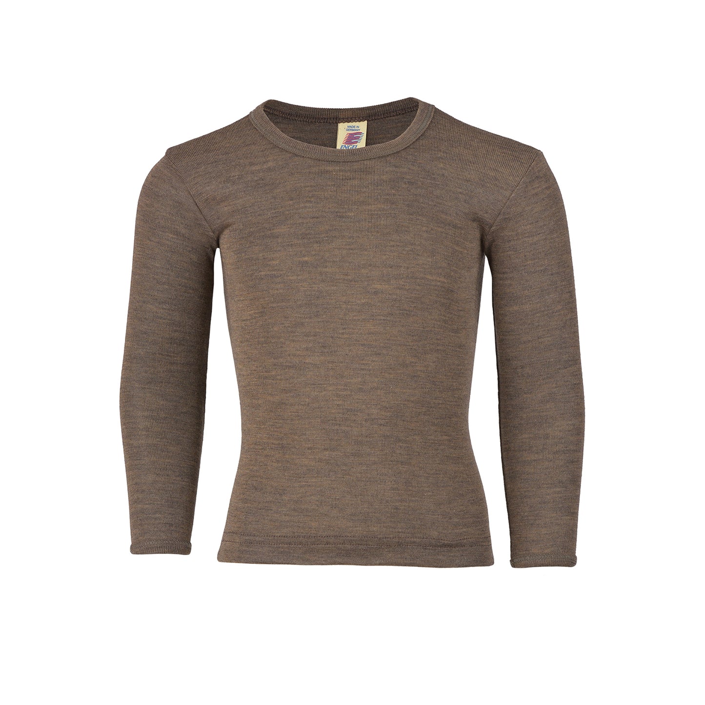 Langarmshirt Wolle/Seide - Walnuss