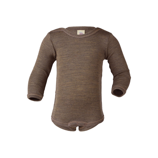 Langarm Body Merinowolle/Seide - Walnuss