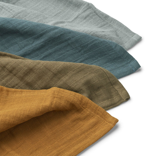 Musselintuch 'Leon' - Whale Blue Multi Mix 4er Pack