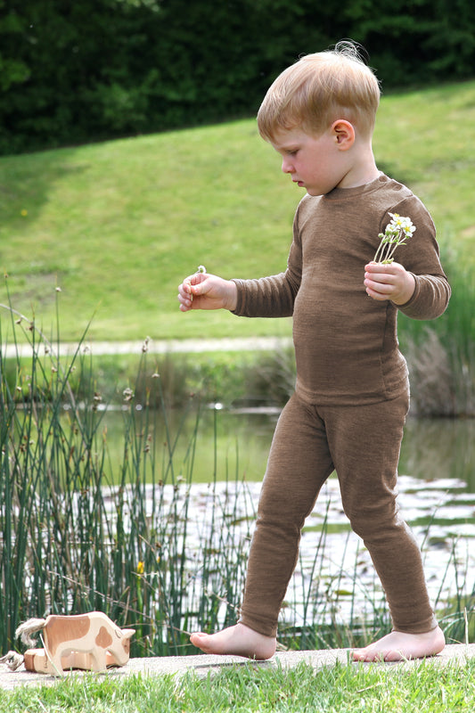 Leggings Merinowolle/Seide - Walnuss