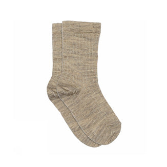 Wollsocke 'Rib' - Light Brown Melange