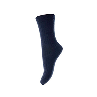 Wollsocke 'Rib' - Navy