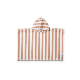 Badeponcho 'Paco' - Y/D stripes White / Tuscany rose