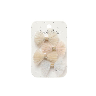 Haarspangen -Shimmer Tulle Mini Bow Clips