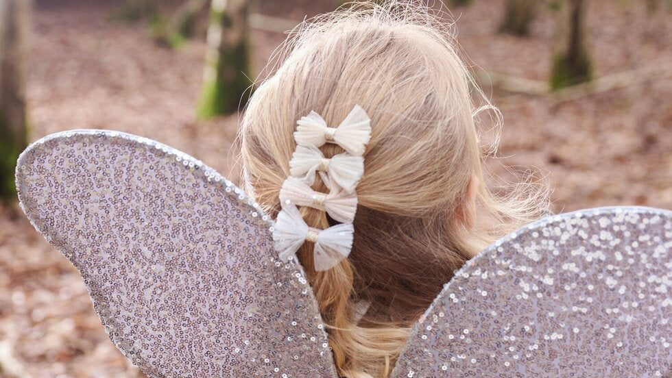 Haarspangen -Shimmer Tulle Mini Bow Clips