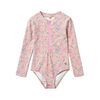 UV Badeanzug 'Margot' - pink heart flowers