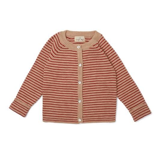 Cardigan 'Meo' - True Red With Stripe